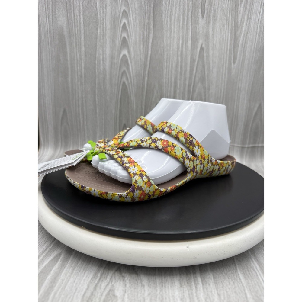 CROCS Kadee ll Retro Floral Womens Size 7 Strappy Comfort Sandals Slip On Flats